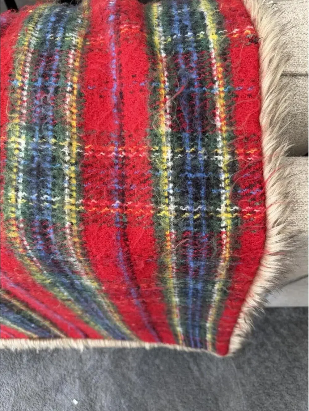 Pottery Barn Faux Fur Stewart Plaid Throw 50X60 Preowned